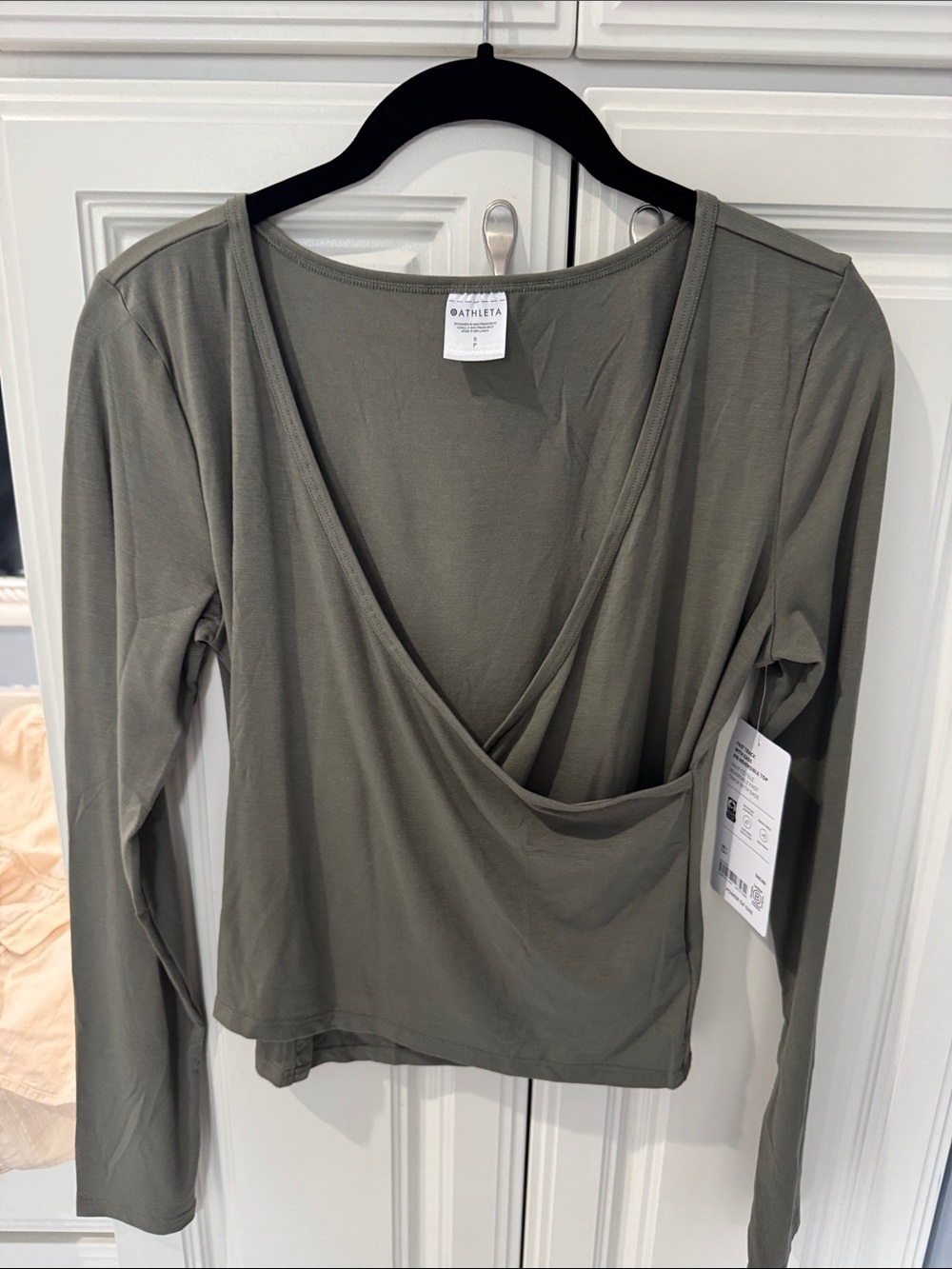 Athleta Olive Green Wrap-Front Long Sleeve Top NWT sz S reversible